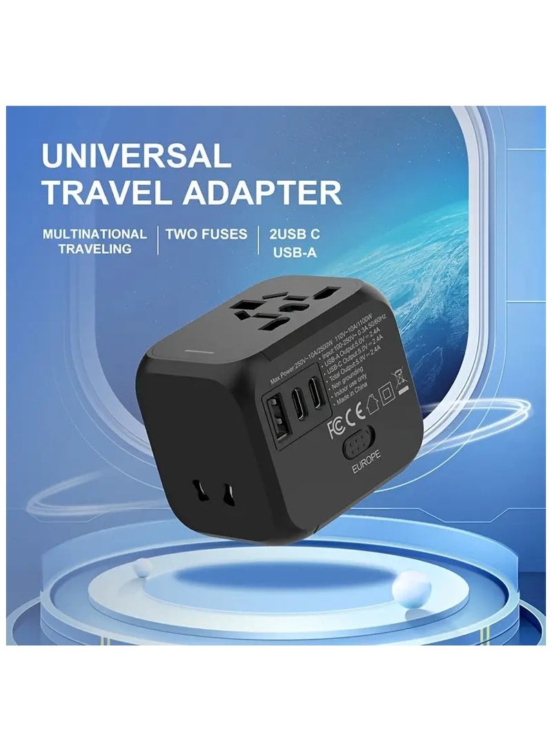 Universal Travel Adapter  2500W Global Travel Adapter - Compact and Lightweight Power Plug Converter | Type-C, US, UK, EU, Australia, Blue, Orange, Black, White Options | Perfect for Business Travel and Vacation, International Travel Adapter, Stylish design, Durable plug cover  - Image 4