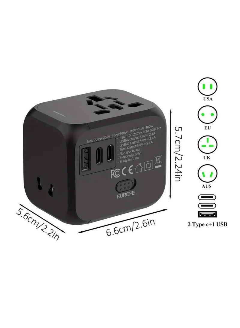 Universal Travel Adapter  2500W Global Travel Adapter - Compact and Lightweight Power Plug Converter | Type-C, US, UK, EU, Australia, Blue, Orange, Black, White Options | Perfect for Business Travel and Vacation, International Travel Adapter, Stylish design, Durable plug cover  - Image 5