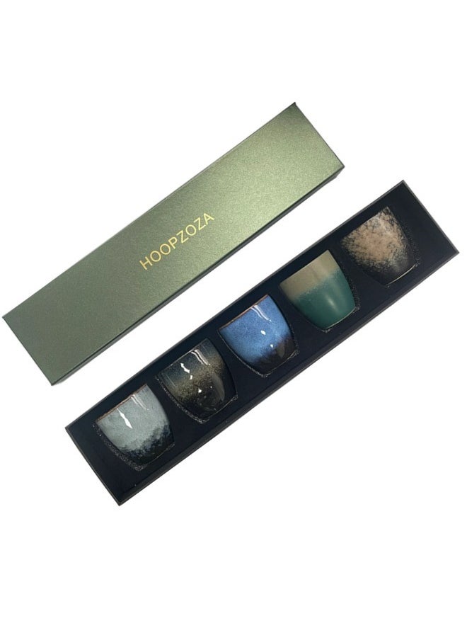 HOOPZOZA Espresso Cups Coffee Cups Mugs Handmade 5 pcs Tea Cups 150ml  With Multicolour Gift Box Cups for Turkish Tea Cappuccino Latte  - Image 1