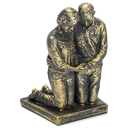 Dicksons Praying Husband and Wife 5 inch Grey Resin Stone Table Figurine - Image 1