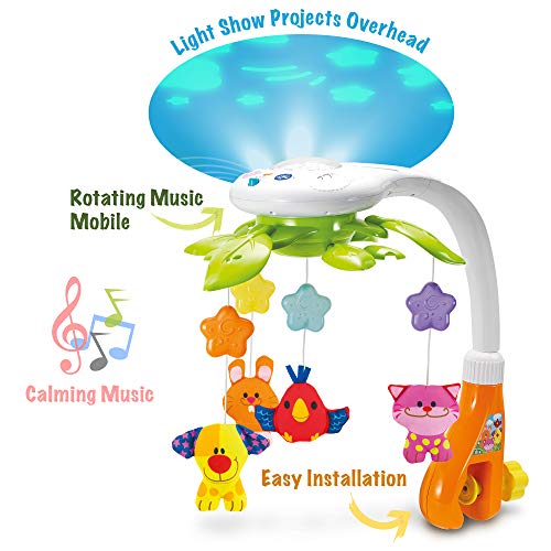 KiddoLab Baby Crib Mobile with Relaxing Music. Includes Ceiling Light Projector with Stars, Animals. Musical Crib Mobile with Timer. Nursery Toys for Babies Ages 0 & Older - Image 4