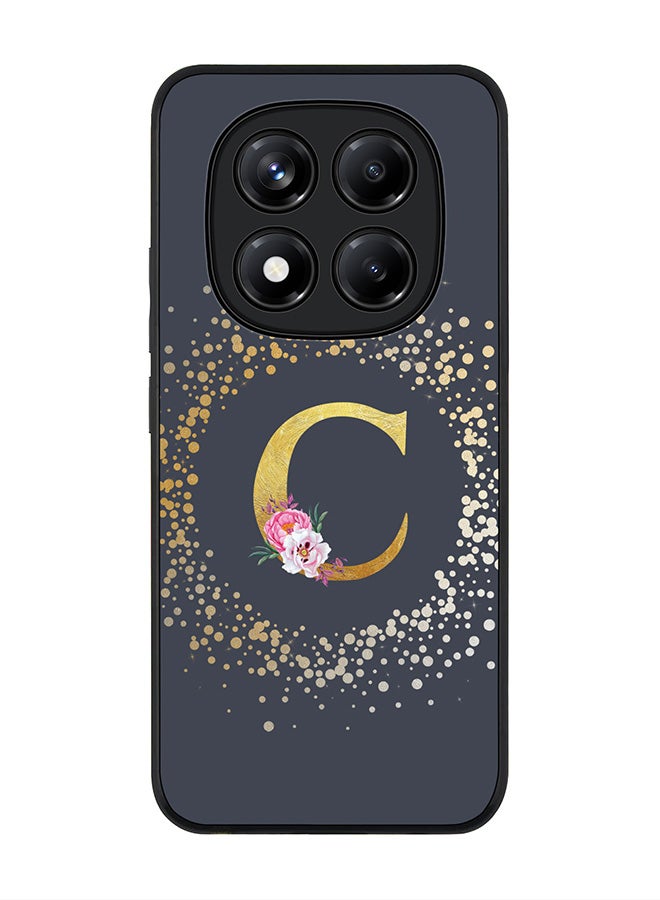 Stylizedd For Xiaomi Redmi Note 14 Pro 5G / X7 5G Case,Slim fit Camera Protection, Shockproof Thin Phone cover  - Custom Monogram Floral - C  (Grey ) - Image 1