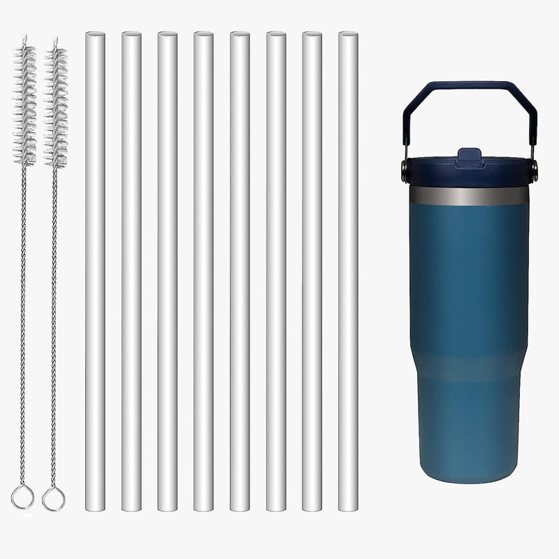 MLKSI Replacement Straws for IceFlow Stainless Steel Tumbler  8 Pack Reusable Plastic Straws With Cleaning Brush Compatible With Stanley IceFlow 30oz and Flip Straw Tumbler 