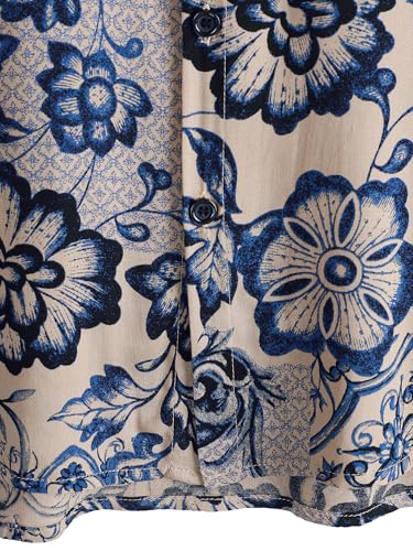 JOTOOK Mens Hawaiian Shirt Short Sleeve Button Down Tropical Shirts Casual Floral Summer Beach Shirt Large Beige Blue - Image 5