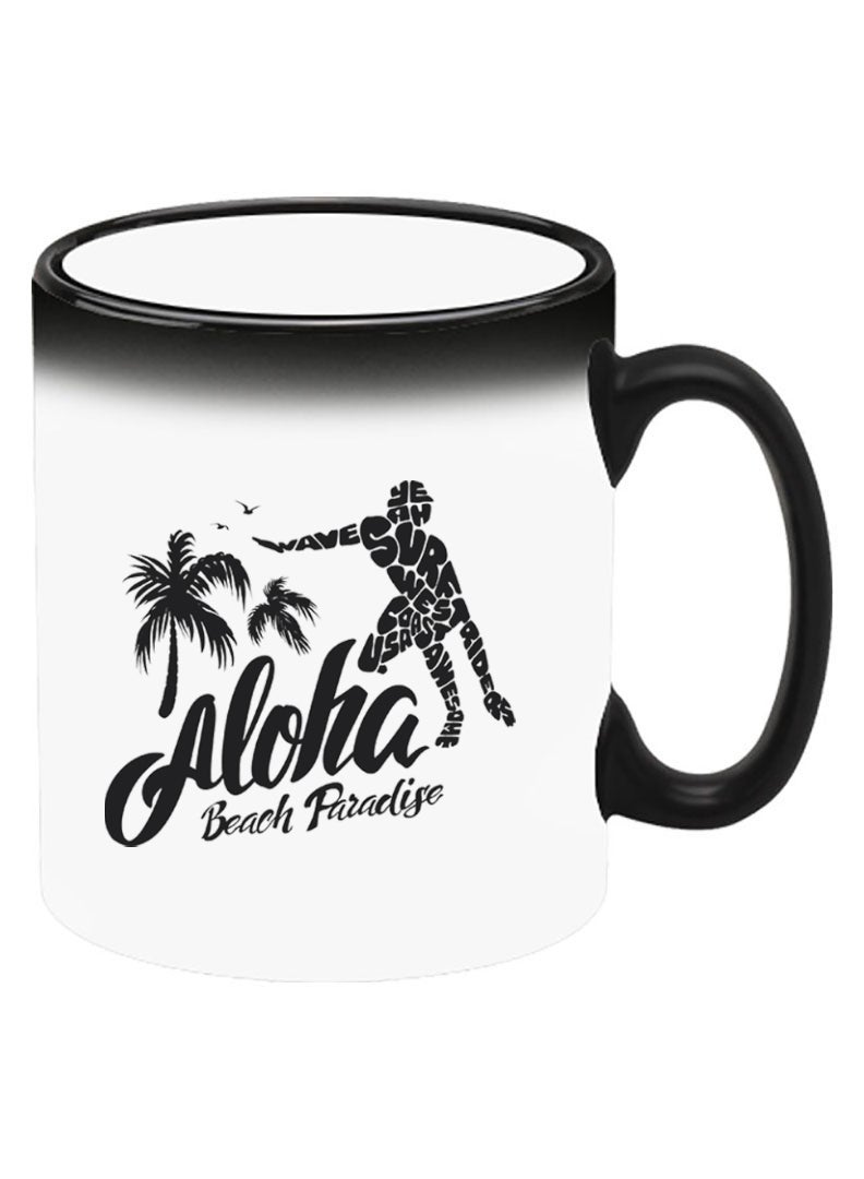 Theodor Color Changing Heat Sensitive Ceramic Mug, Image Revealed When HOT Liquid is Added! Aloha Beach Paradise Black - Image 2