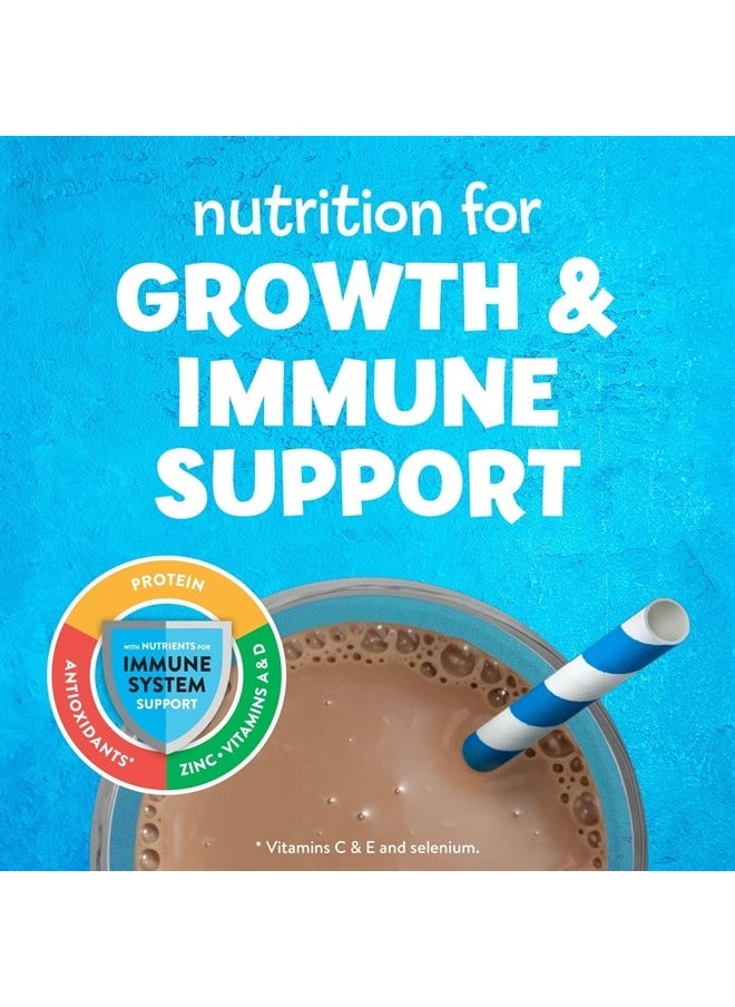 Pediasure - مسحوق خليط شيك PediaSure Grow &amp; Gain with Immune Support Shake، شيك للأطفال، 23 فيتامين ومعادن، 6 جرام بروتين، يساعد الأطفال على اللحاق بالنمو، خالٍ من الكائنات المعدلة وراثيًا، خالٍ من الجلوتين، شوكولاتة، علبة 14.1 أونصة، 3 علب - 24 وجبة - Image 1