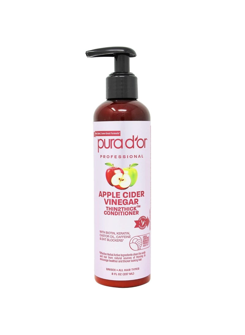 Pura d'or PURA DOR Apple Cider Vinegar Thin2Thick Conditioner 8oz Biotin Keratin Caffeine Castor Oil  Key Active Ingredients for All Hair Types Men  Women 