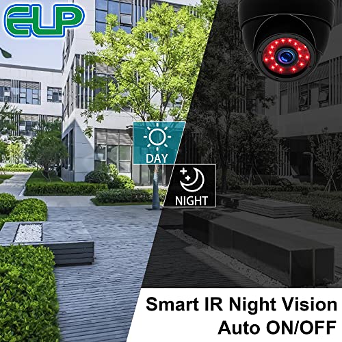 ELP 3.6mm 1080P Dome Camera with IR LED Night Vision HD Webcam Infrared PC Camera with Metal Case Waterproof Outdoor USB Security Camera CCTV Home Surveillance System 30/60/120fps Auto IR Camera - Image 2
