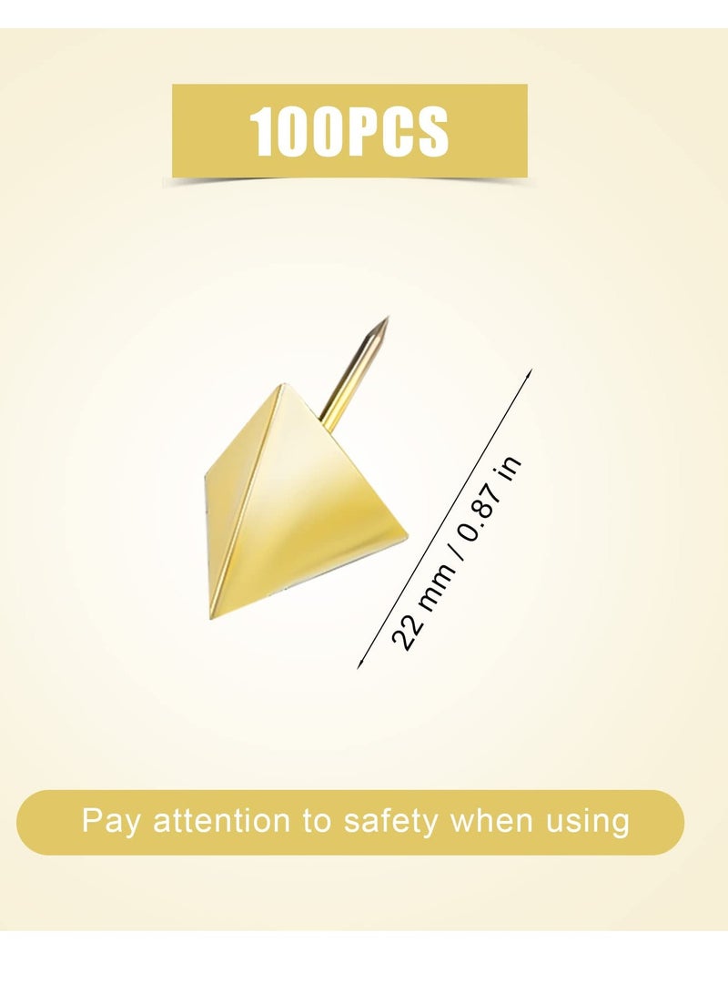 SOLARAE 100Pcs Gold Pushpin Decorative Thumb Tack with Steel Point Triangle-Shaped Decorative DIY Tool for World‚ÄÇMap Cork Board Fabric Marking Bulletin Board - Image 4