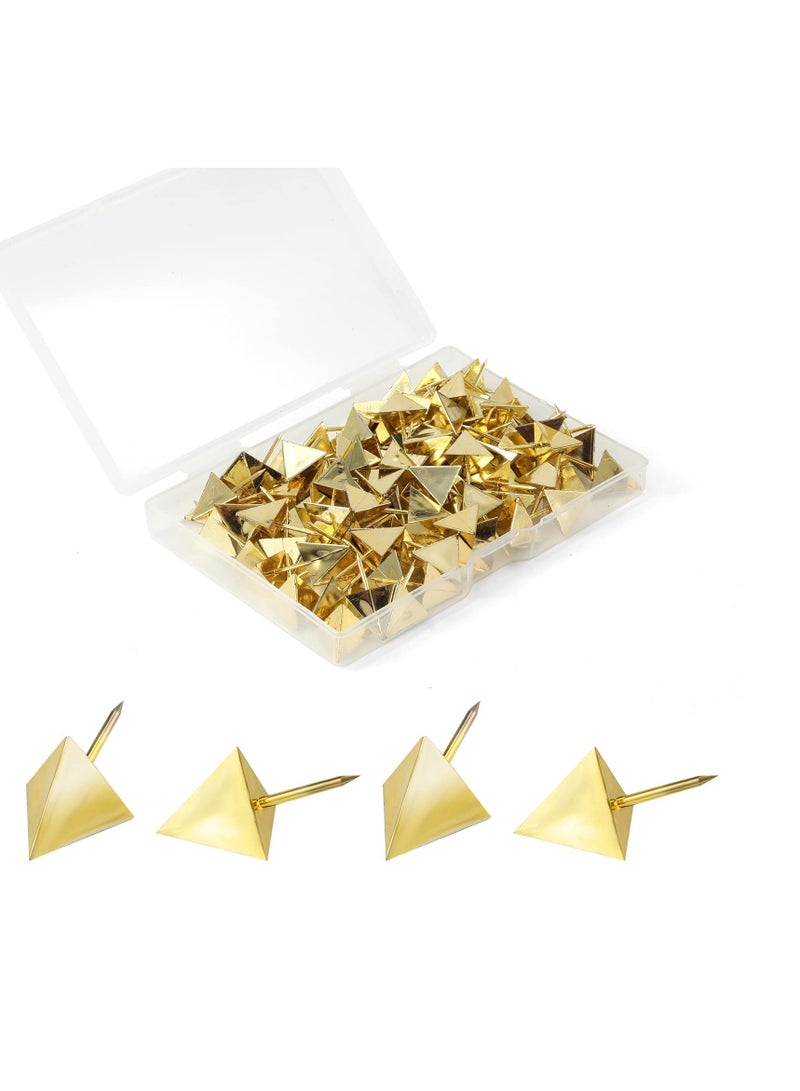SOLARAE 100Pcs Gold Pushpin Decorative Thumb Tack with Steel Point Triangle-Shaped Decorative DIY Tool for World‚ÄÇMap Cork Board Fabric Marking Bulletin Board - Image 2