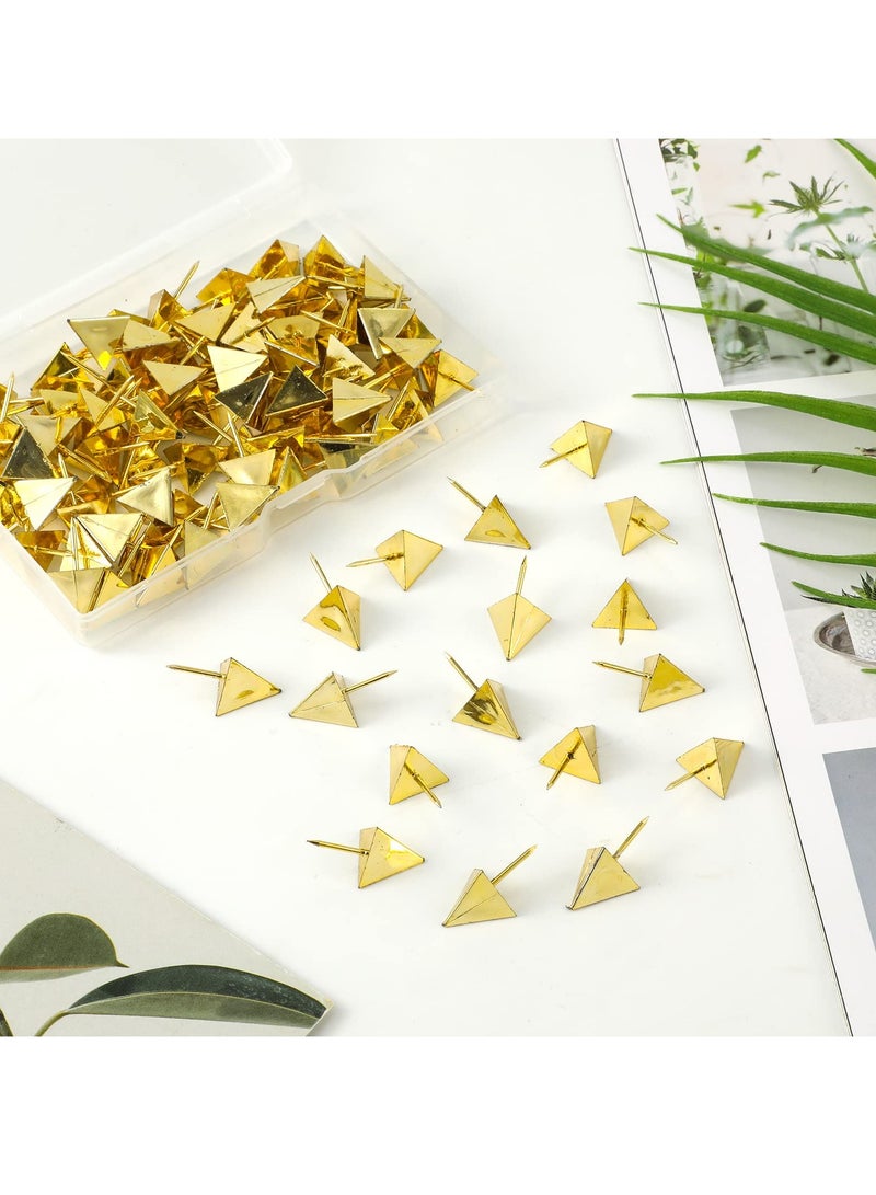 SOLARAE 100Pcs Gold Pushpin Decorative Thumb Tack with Steel Point Triangle-Shaped Decorative DIY Tool for World‚ÄÇMap Cork Board Fabric Marking Bulletin Board - Image 3