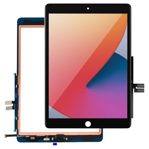 LMQ for iPad 7/8 (7th 8th Gen) Screen Replacement Digitizer 10.2"(A2197,A2198,A2200,A2270,A2428,A2429,A2430) for iPad 7/8 Screen Replacement Parts(NO LCD),+Home Button+Pre-Installed Black - Image 1