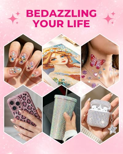 Eudaicful Rhinestone Picker Tool Kit: 2Pcs Rhinestone Picker Handle, Dual-Ended Rhinestones Applicator Dotting Pen with 12 Upgraded Plastic Replacement Tips, Clay, Bedazzling Tools for Nail Art Craft (Pink) - Image 5