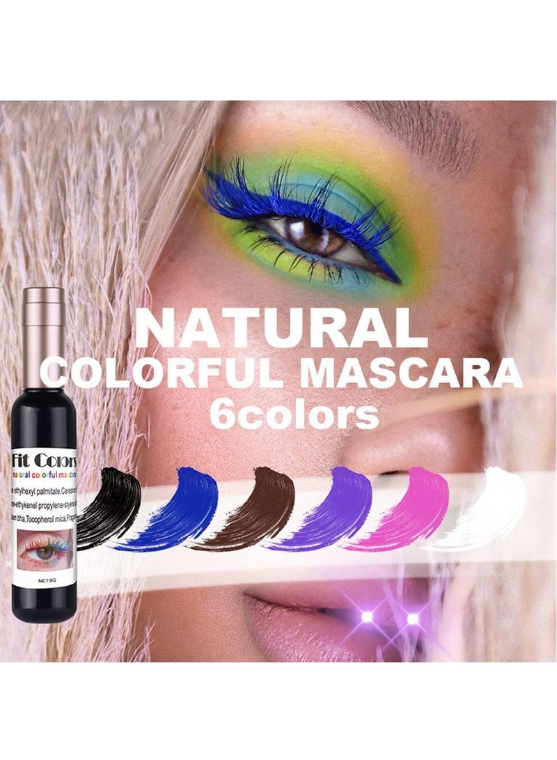 SYOSI Colorful Mascara Set, Charming Mascara for Eyelashes,  Waterproof Natural Hypoallergenic Colorful Long Lasting Mascara (6 PCS) - Image 2