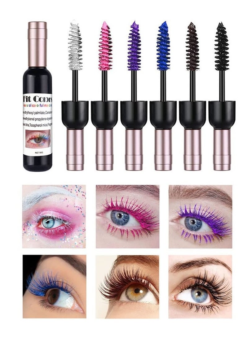 SYOSI Colorful Mascara Set, Charming Mascara for Eyelashes,  Waterproof Natural Hypoallergenic Colorful Long Lasting Mascara (6 PCS) - Image 1