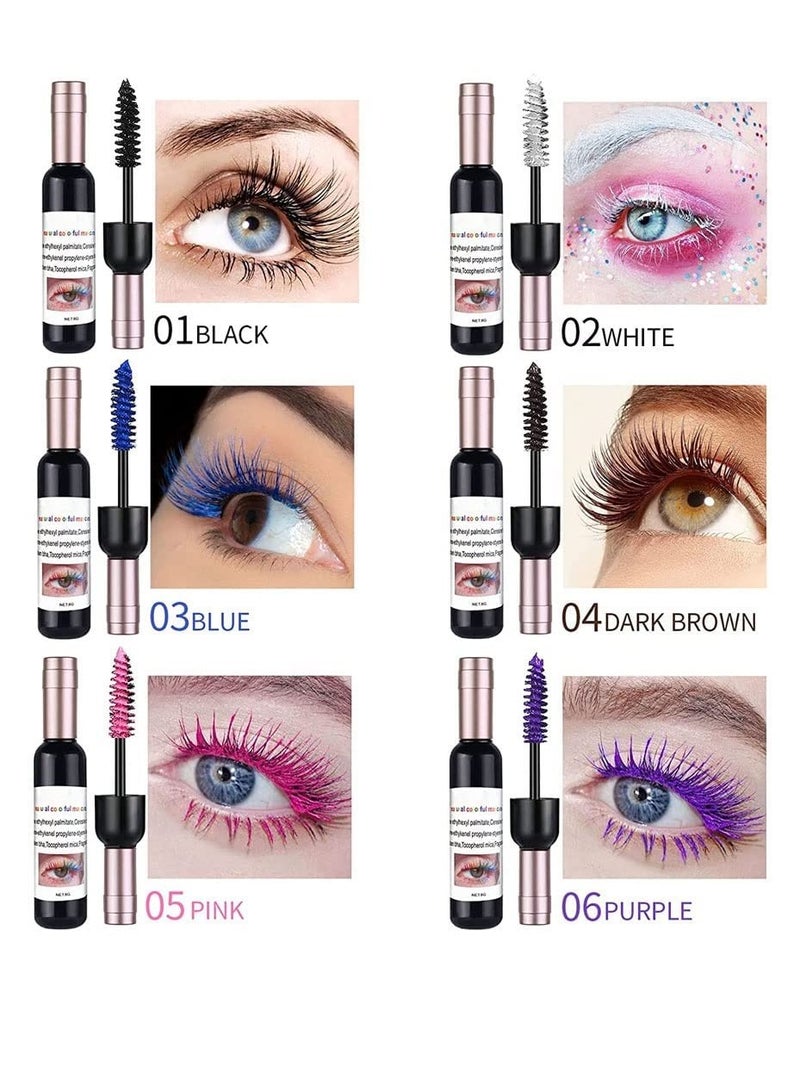 SYOSI Colorful Mascara Set, Charming Mascara for Eyelashes,  Waterproof Natural Hypoallergenic Colorful Long Lasting Mascara (6 PCS) - Image 3