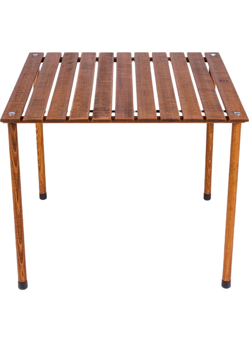 Bag The Joy - Wooden Folding Table Chair Set Brown - Dark Gray Case 70X70X55 Brown Table - Image 1