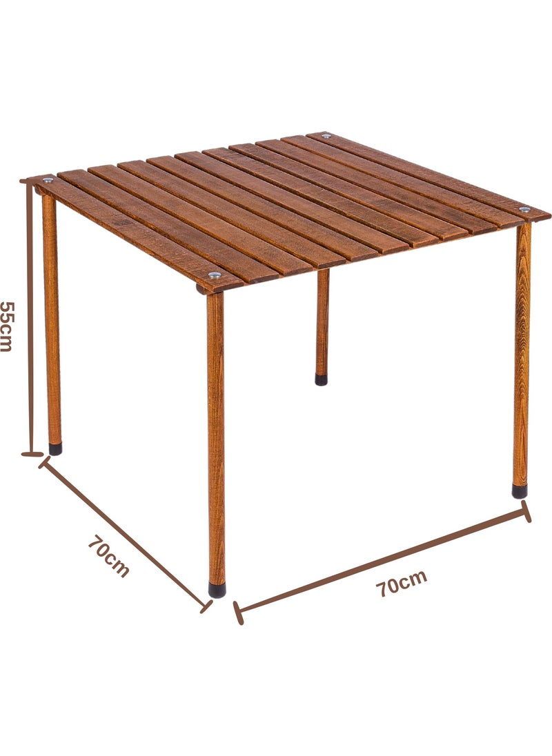 Bag The Joy - Wooden Folding Table Chair Set Brown - Dark Gray Case 70X70X55 Brown Table - Image 1