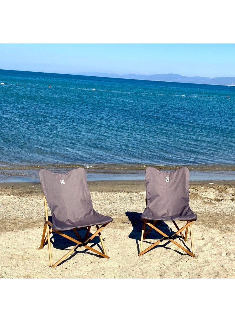 Bag The Joy - Wooden Folding Table Chair Set Brown - Dark Gray Case 70X70X55 Brown Table - Image 1