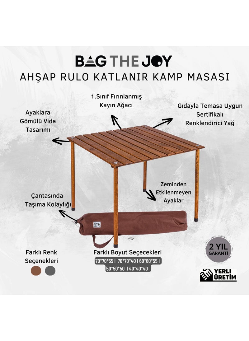 Bag The Joy - Wooden Folding Table Chair Set Brown - Dark Gray Case 70X70X55 Brown Table - Image 1