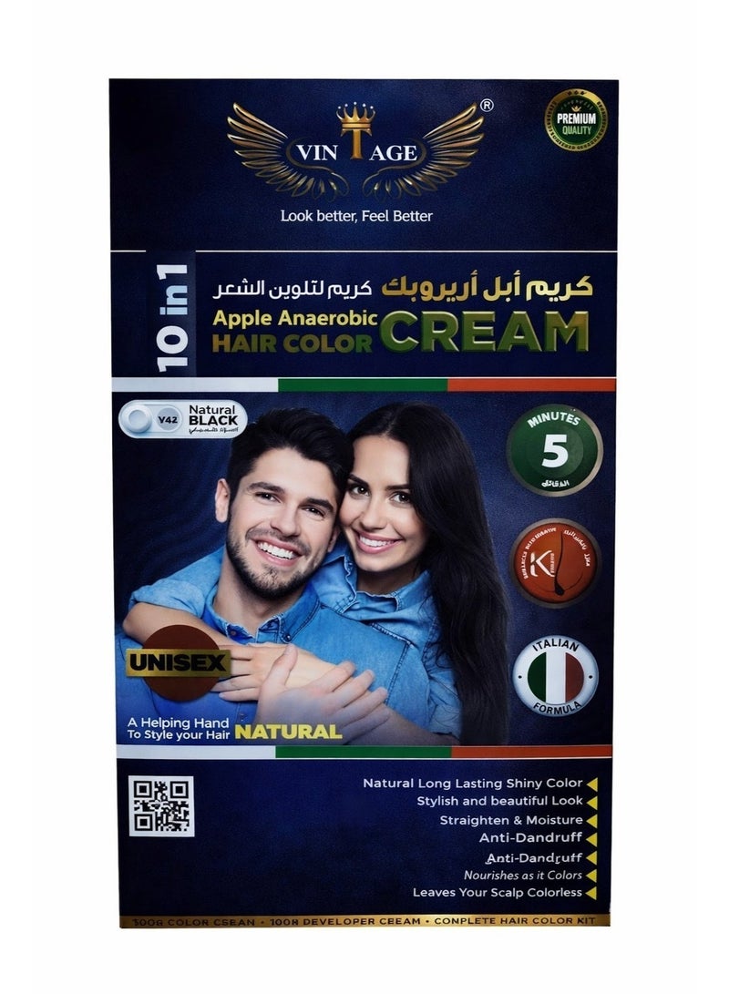 فينتاج فينتاج كريم ابل اريروبك لتلوين الشعر 10×1اسود طبيعي200جرام - Image 1