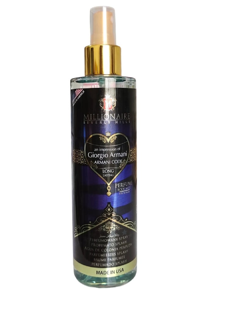 MILLIONAIRE BEVERLY HILLS Impression Giorgio Armani Armani Code ALong Lastng Perfume Body Mist for women 250 ml 