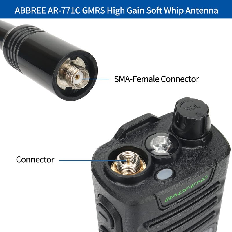 ABBREE AR-771C GMRS (155/462MHz) Antenna 15.3inch Whip Antenna SMA-Female for Baofeng UV-5R GMRS GM-15Pro GM-5RH UV-5G Plus TD-H3 UV-9G Radioddity TD-H5 GMRS Radios (Orange) - Image 4