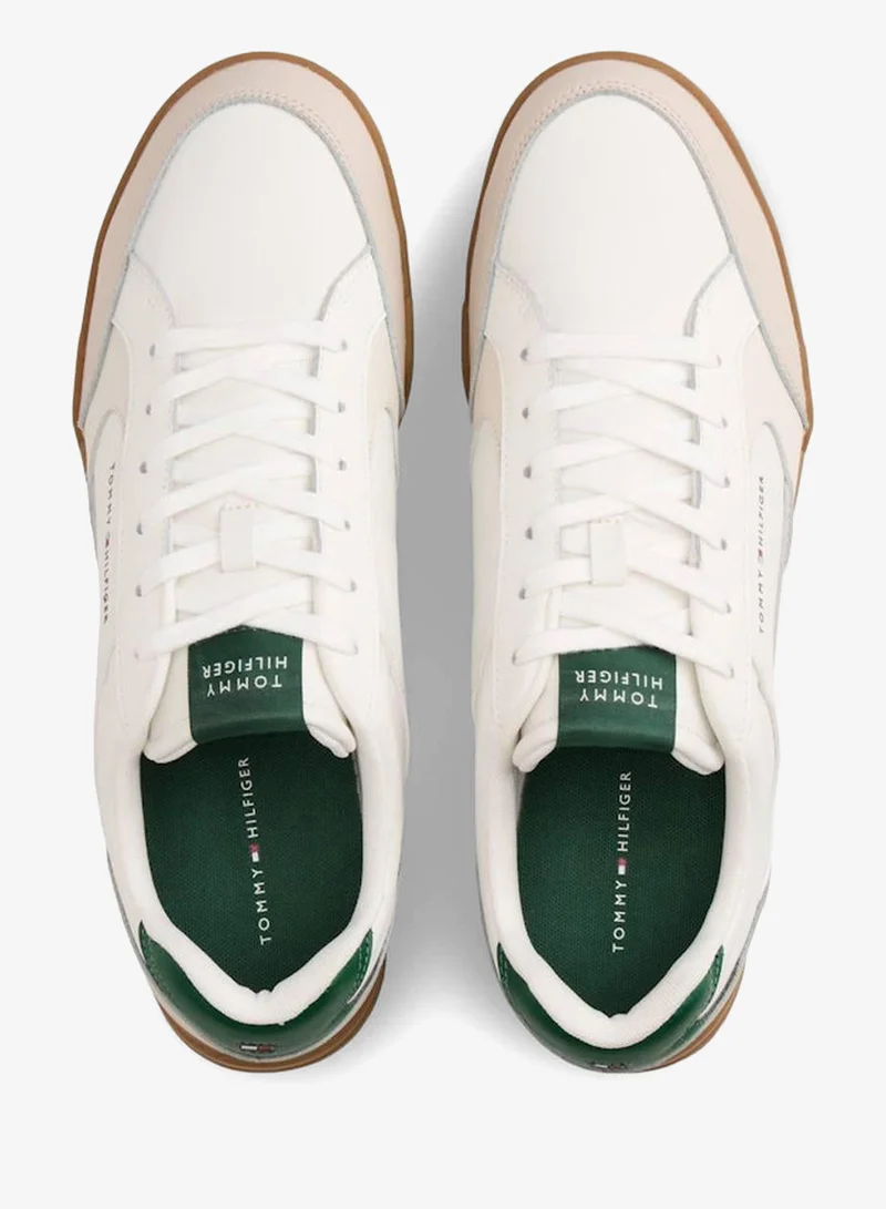 Tommy Hilfiger Ivory Petal/Street Green Low Profile Cupsole Trainers With Leather for Men | Best Price UAE