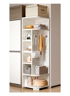 Corner Floor Standing Triangle Side Wall Cabinet With Hanging Hooks (30x30x180cm)
