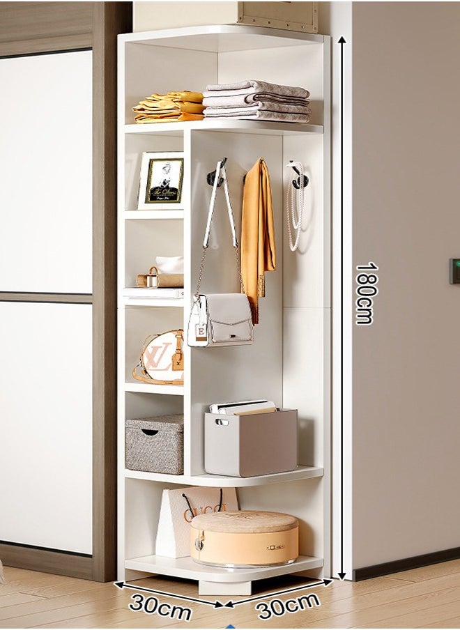 ZCM-HAPPY - Corner Floor Standing Triangle Side Wall Cabinet With Hanging Hooks (30x30x180cm) - Image 1