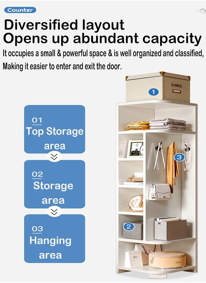 ZCM-HAPPY - Corner Floor Standing Triangle Side Wall Cabinet With Hanging Hooks (30x30x180cm) - Image 1
