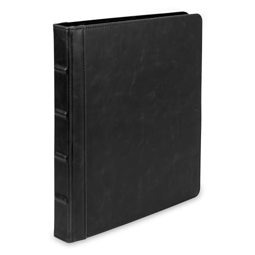 Samsill Vintage Leather Mini 3 Ring Binder 0.5 Inch Round Ring (Holds 100 Sheets), 5.5 x 8.5 Inch Documents, Professional Organizer, Planner, Notebook, Black - Image 1