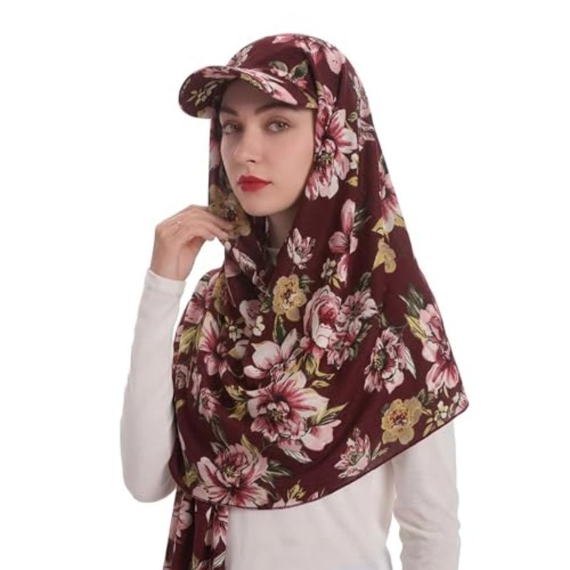 وشاح حجاب نسائي مسلم من ZLYC مع غطاء رأس مدمج للحماية من الشمس - Image 2