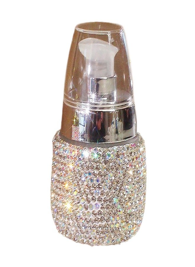 Bestbling Rhinestone Travel Portable 30ml Lotion Dispensing Empty Bottle - Luxury Bling Glass Cosmetic Empty Container - Press Pump Design for Easy Dispensing - Ideal for Beauty On-The-Go (Silver) - Image 1