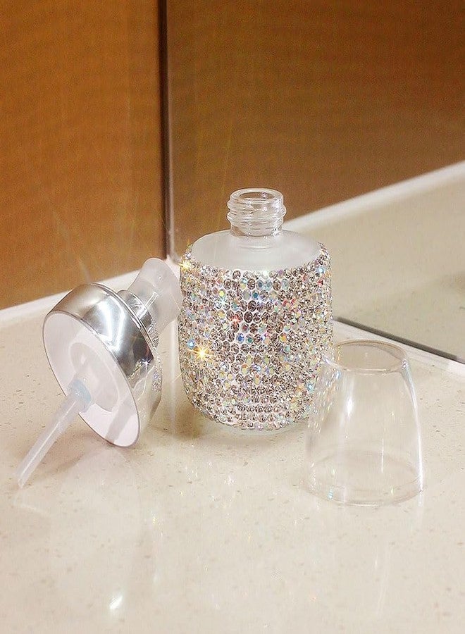 Bestbling Rhinestone Travel Portable 30ml Lotion Dispensing Empty Bottle - Luxury Bling Glass Cosmetic Empty Container - Press Pump Design for Easy Dispensing - Ideal for Beauty On-The-Go (Silver) - Image 4