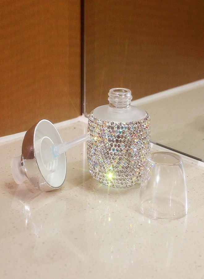 Bestbling Rhinestone Travel Portable 30ml Lotion Dispensing Empty Bottle - Luxury Bling Glass Cosmetic Empty Container - Press Pump Design for Easy Dispensing - Ideal for Beauty On-The-Go (Silver) - Image 5