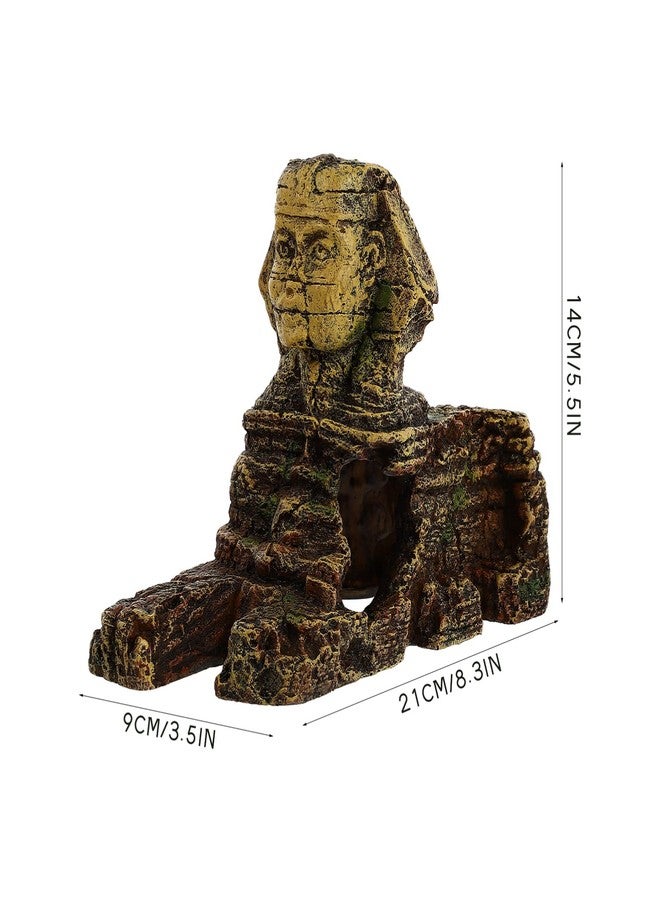 balacoo Aquarium Sphinx Statue Egyptian Style Sphinx Figurine Statue Sphinx Hiding Cave Decorations Small Reptile Fish Tank Retro Rainforest Landscape - Image 4
