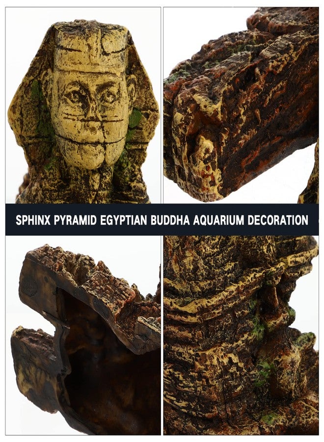 balacoo Aquarium Sphinx Statue Egyptian Style Sphinx Figurine Statue Sphinx Hiding Cave Decorations Small Reptile Fish Tank Retro Rainforest Landscape - Image 5