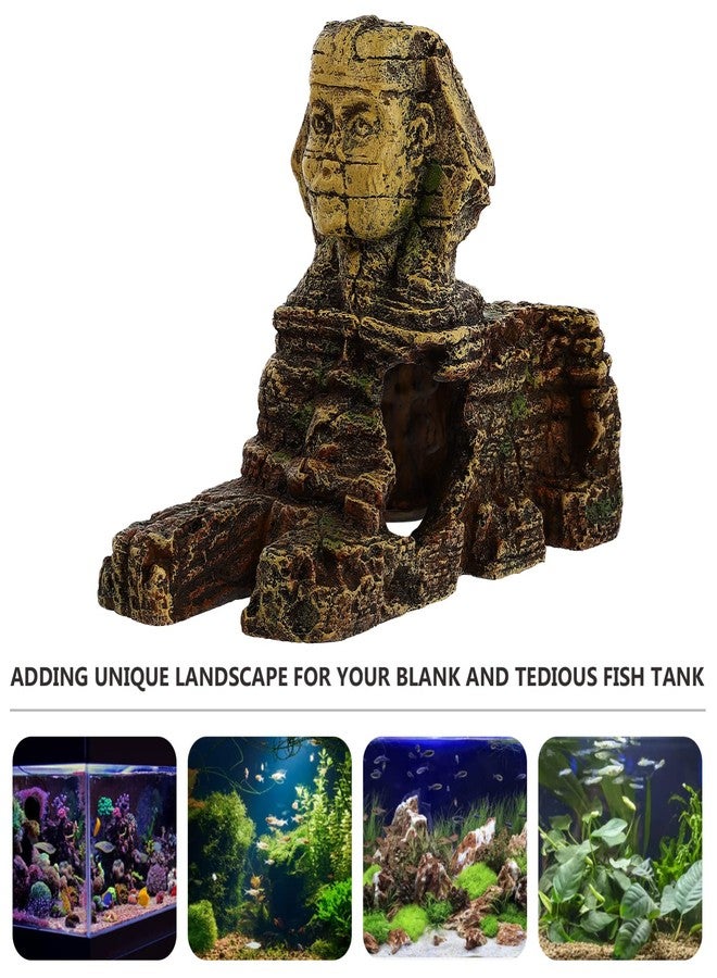 balacoo Aquarium Sphinx Statue Egyptian Style Sphinx Figurine Statue Sphinx Hiding Cave Decorations Small Reptile Fish Tank Retro Rainforest Landscape - Image 3