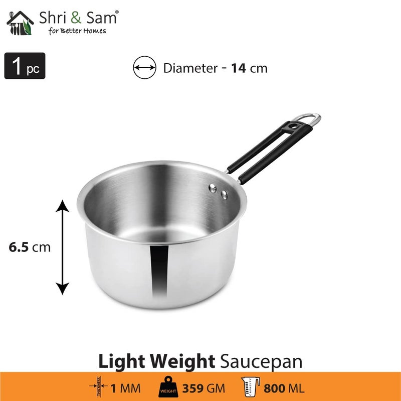 Shri & Sam Stainless Steel Sauce Pan & Tope Combo Induction Friendly Cookware Set  - Image 2