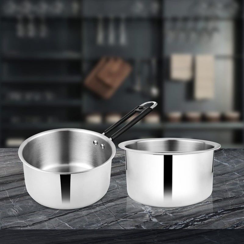 Shri & Sam Stainless Steel Sauce Pan & Tope Combo Induction Friendly Cookware Set  - Image 4