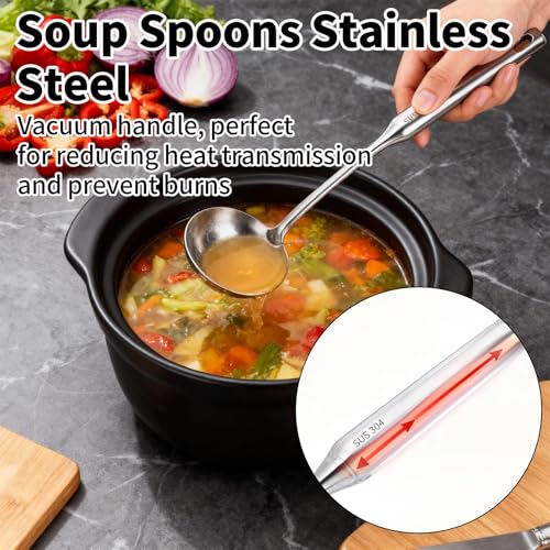 TBWHL Metal Soup Ladle 13.4" 304 Stainless Steel with Long Handle - Professional Kitchen Ladle with Ergonomic Handle & Perfect Balance for Gravy, Sauce & Broth - Image 4