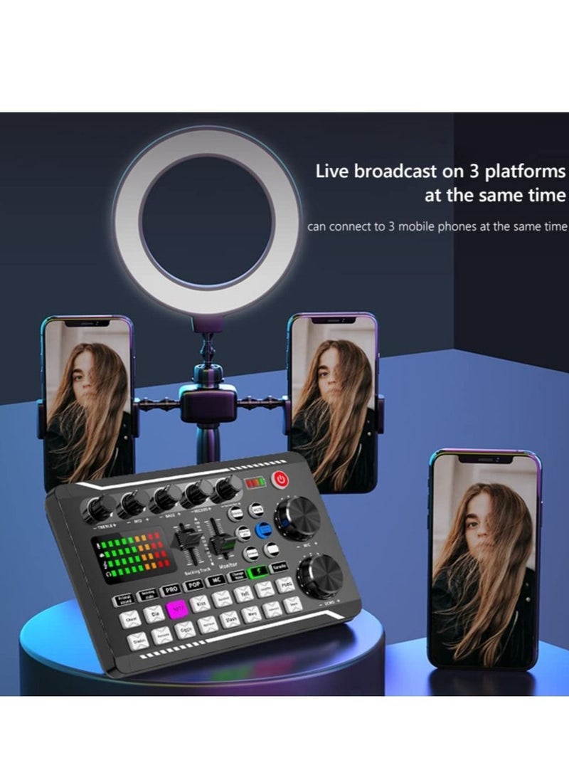 Mi VAZA F998 Sound Card with 16 Sound Effects Audio Recording Sound Mixer Audio Mixing Console Amplifier for Phone PC