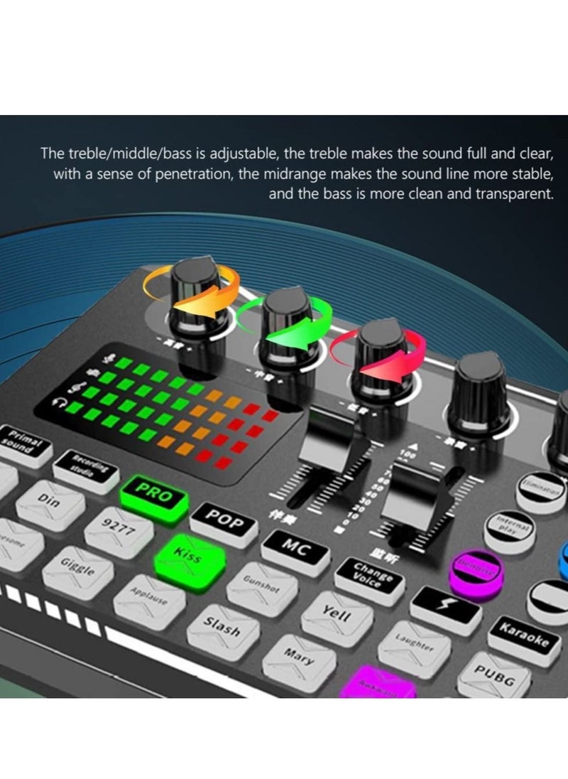 Mi VAZA F998 Sound Card with 16 Sound Effects Audio Recording Sound Mixer Audio Mixing Console Amplifier for Phone PC