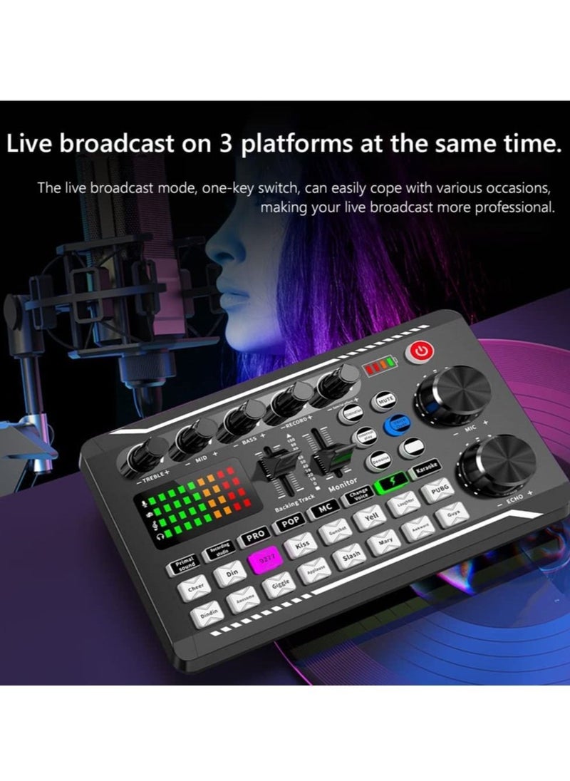 Mi VAZA F998 Sound Card with 16 Sound Effects Audio Recording Sound Mixer Audio Mixing Console Amplifier for Phone PC