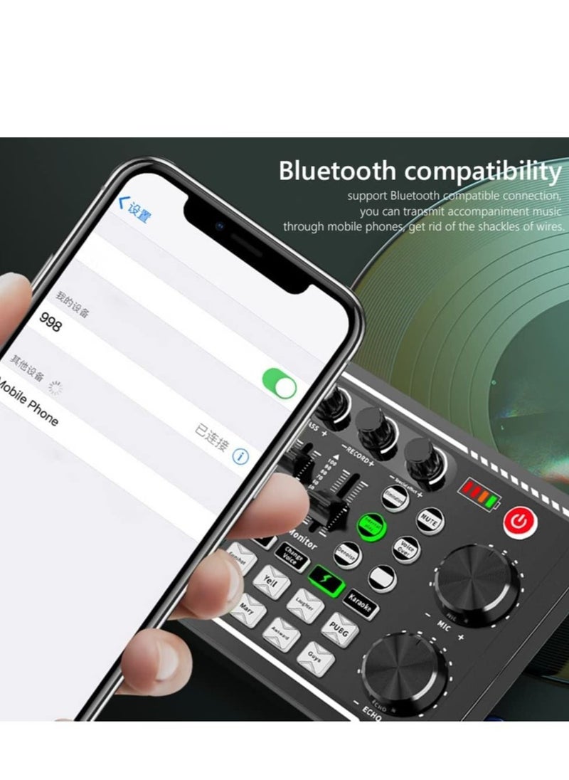 Mi VAZA F998 Sound Card with 16 Sound Effects Audio Recording Sound Mixer Audio Mixing Console Amplifier for Phone PC