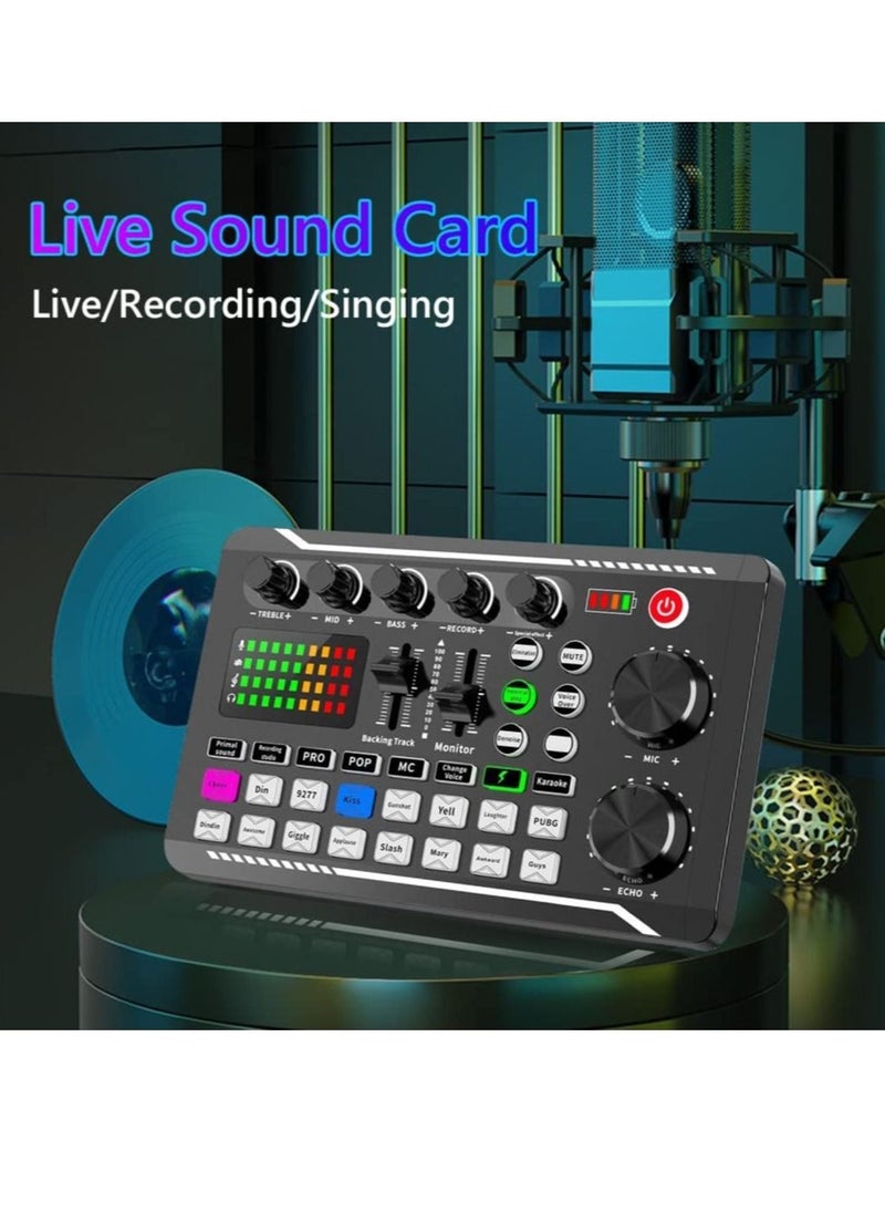 Mi VAZA F998 Sound Card with 16 Sound Effects Audio Recording Sound Mixer Audio Mixing Console Amplifier for Phone PC