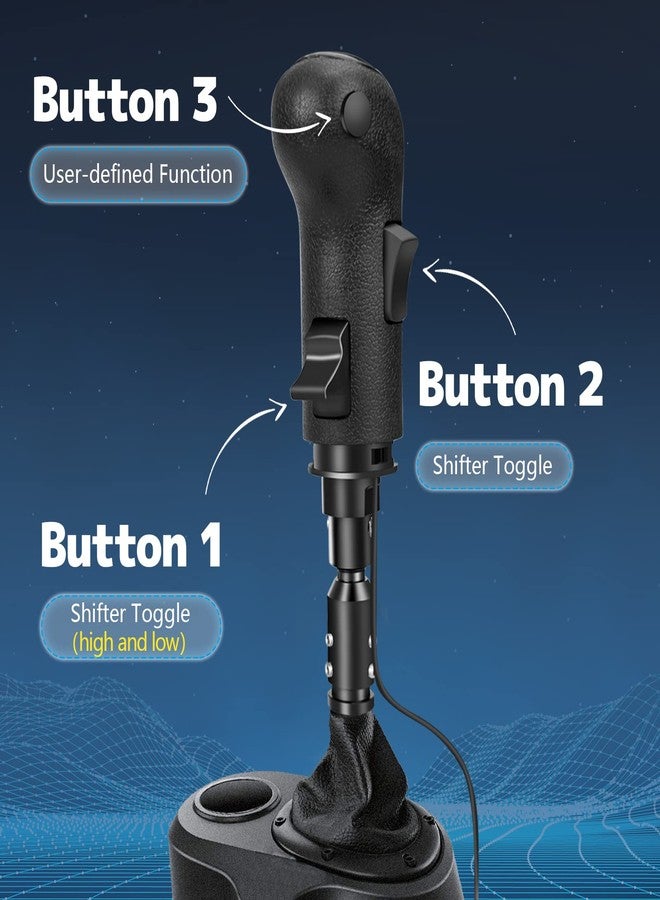 Dexepe ذراع ناقل الحركة Dexepe USB لمحاكاة الشاحنات، متوافق مع Logitech G29 وG27 وG25 وTH8A، متوافق مع ألعاب محاكاة السباق ATS وETS2، ذراع ناقل حركة أسود اللون لأجهزة الكمبيوتر. - Image 3