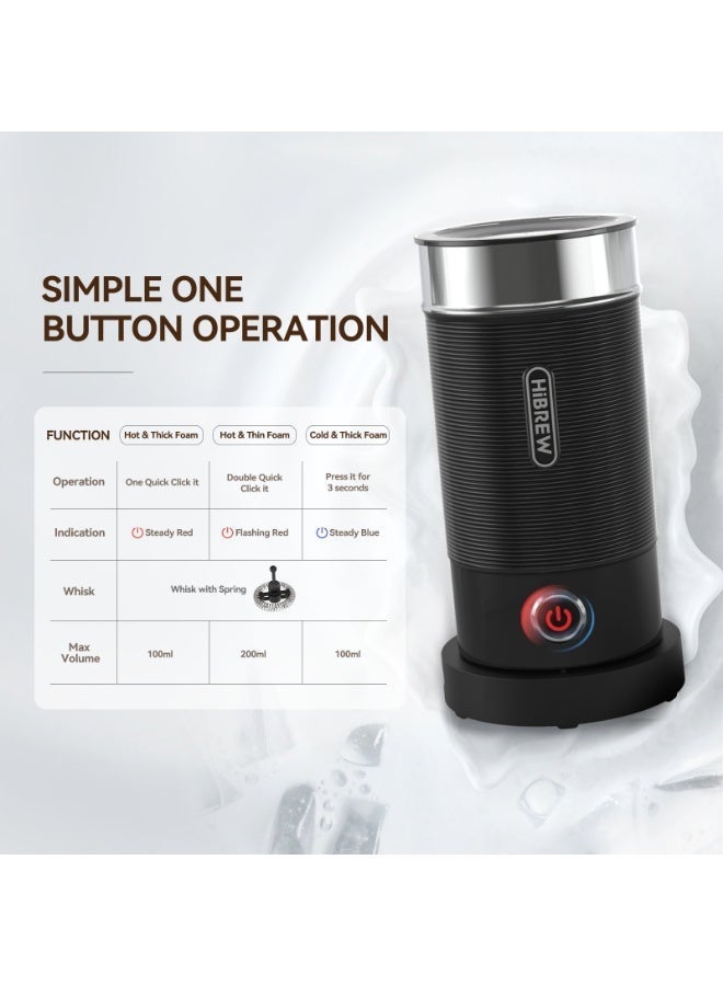 HiBREW Electric Milk Frother Frothing Foamer Chocolate Mixer Cold/Hot Latte Cappuccino fully automatic Milk Warmer Cool M1A Black - Image 5