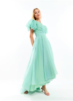 House of Moda Off Shoulder Neck High Low Hem Maxi Dress with Tie Belt by Styli  - Image 3